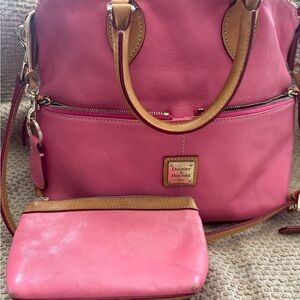 Dooney & Bourke Pink Shoulder Bag with Leather Trim